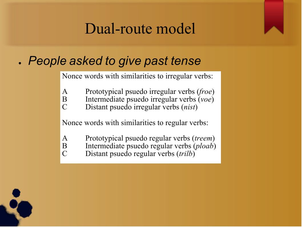 Rules versus Analogy. Two different camps Tons of studies done Evidence