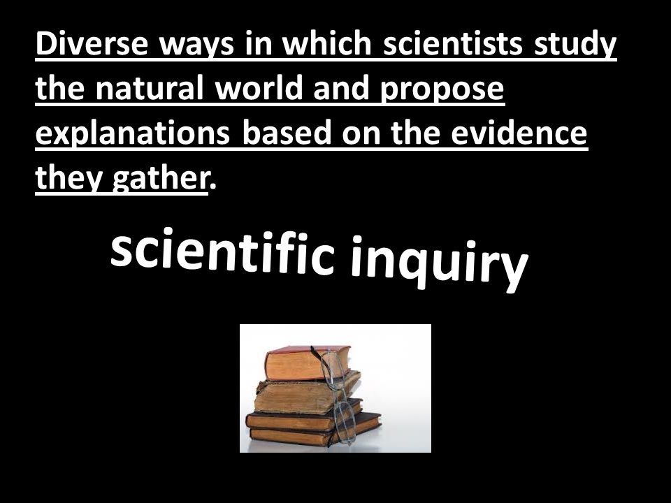 Diverse ways in which scientists study the natural world and propose explanations based on the evidence they gather.