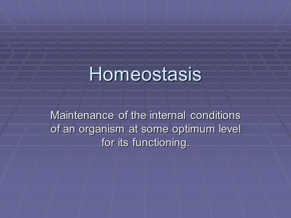 Homeostasis Maintenance of the internal conditions of an organism at ...