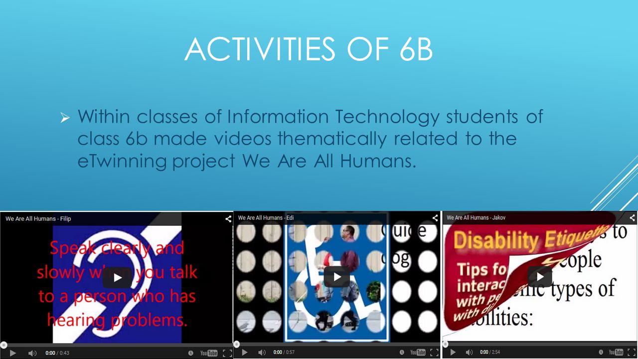 WE ARE ALL HUMANS. ETWINNING AT OUR SCHOOL  Students of classes 4-8  participated in the project about the life of people with disabilities  entitled "We. - ppt download
