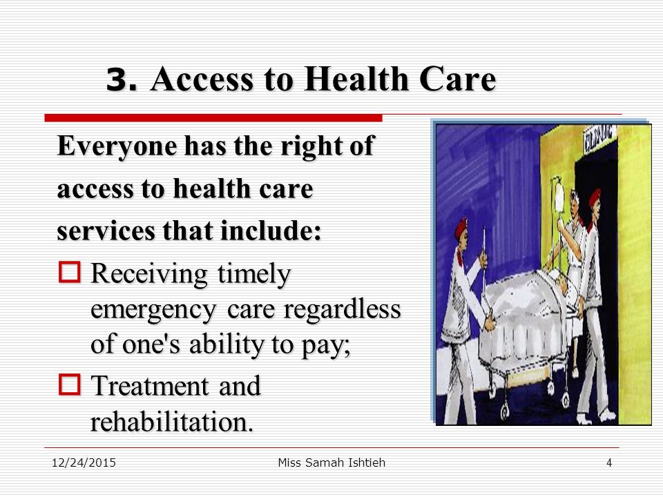 12/24/2015Miss Samah Ishtieh4 3. Access to Health Care 3.
