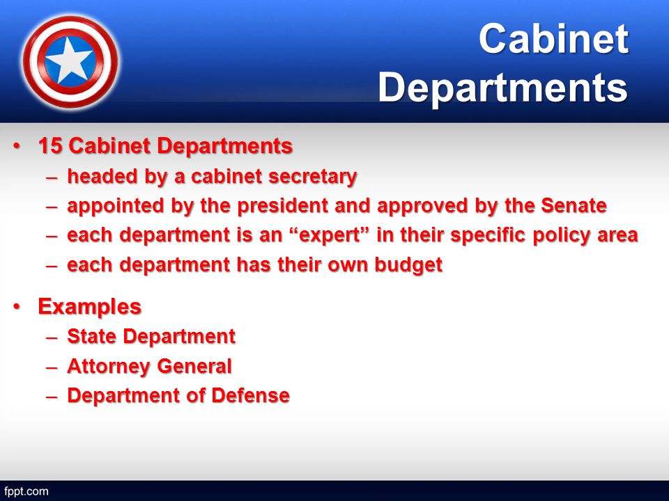Components Of The Federal Bureaucracy Cabinet Departments 15