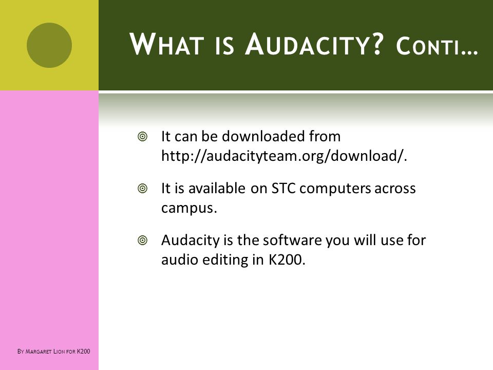 Free Music Editing Software A UDACITY. W HAT IS A UDACITY ?  Audacity is  an audio editor.  It is cross-platform which means it will run on several  operating. - ppt download