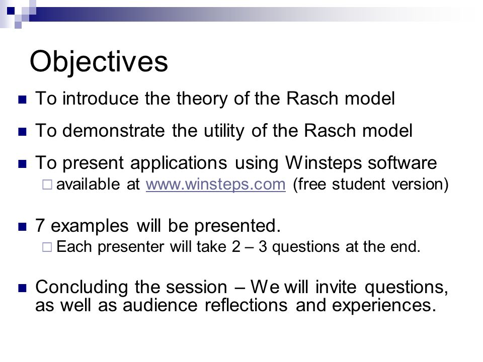 Constructing And Evaluating Measures Applications Of The Rasch Model Ppt Download Constructing And Evaluating Measures Applications Of The Rasch Model Ppt Download
