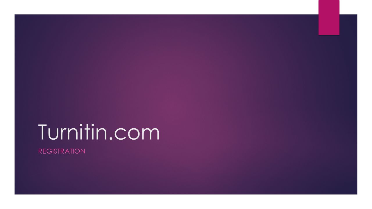 Turnitin.com REGISTRATION