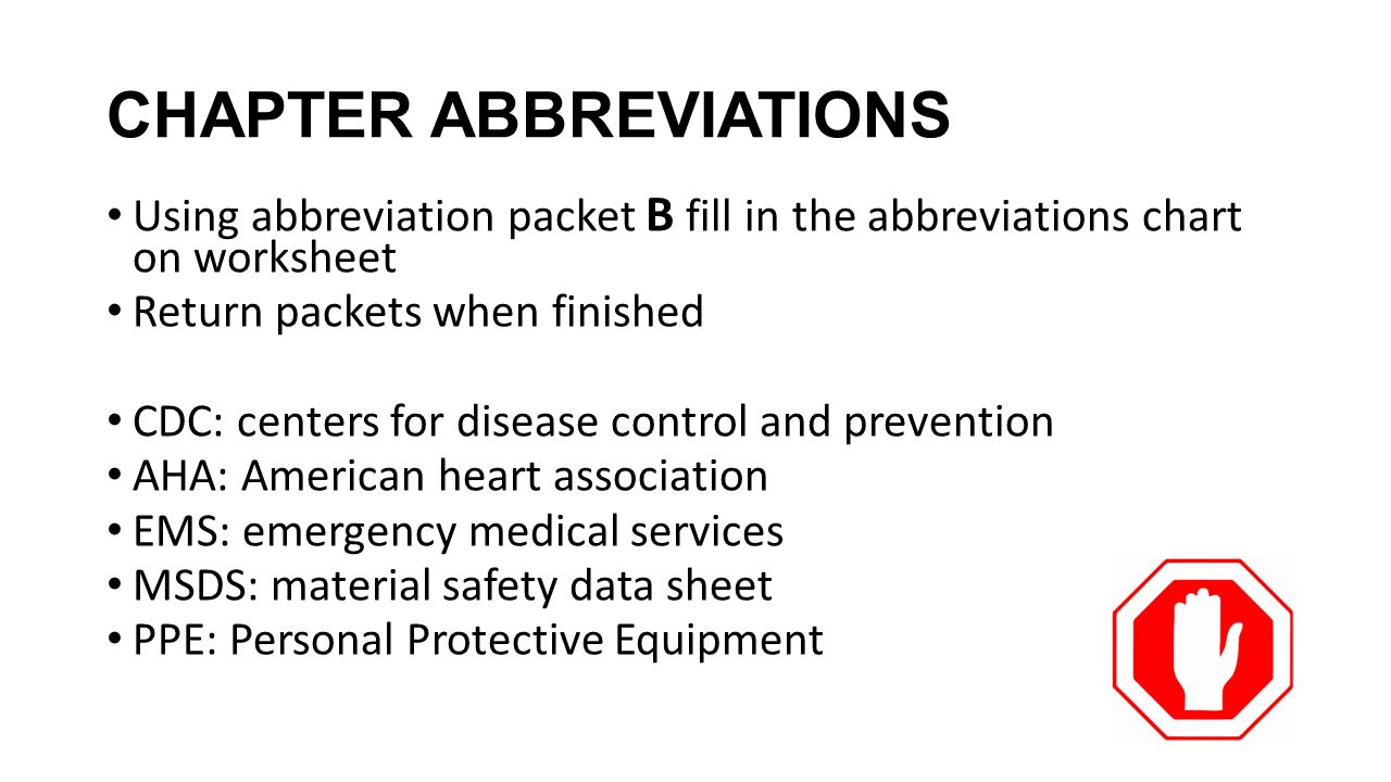 1 st aid cpr aed chapter abbreviations using abbreviation packet b