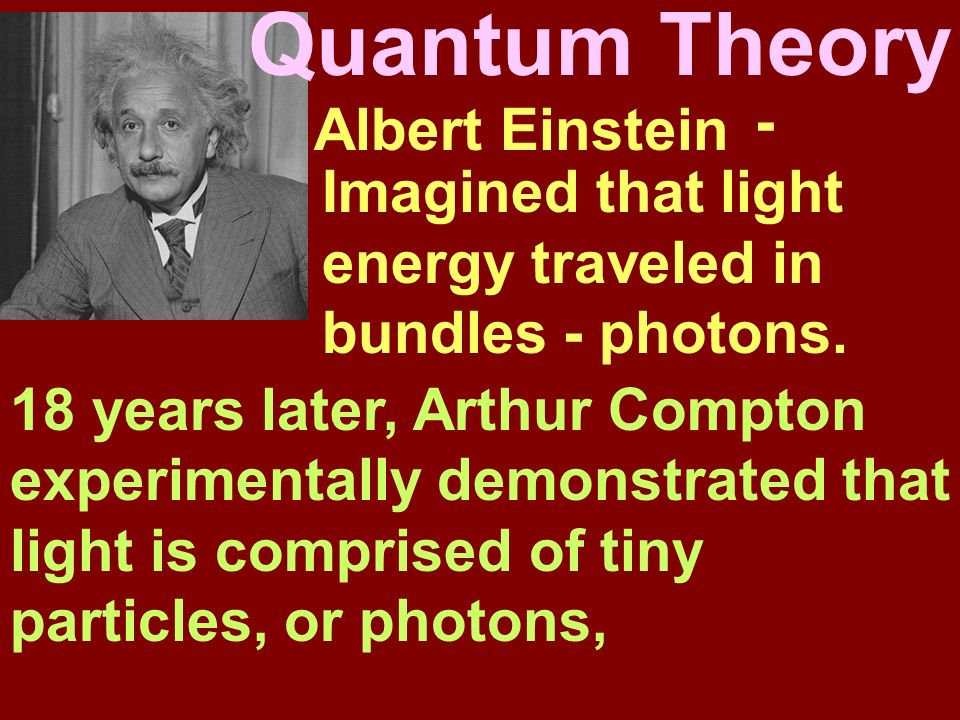 Albert Einstein - Imagined that light energy traveled in bundles - photons.