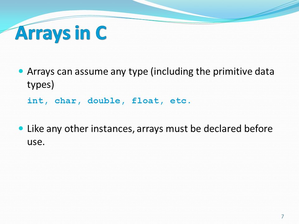 1. 1. Introduction to Array 2. Arrays of Data 3. Array Declaration 4 ...