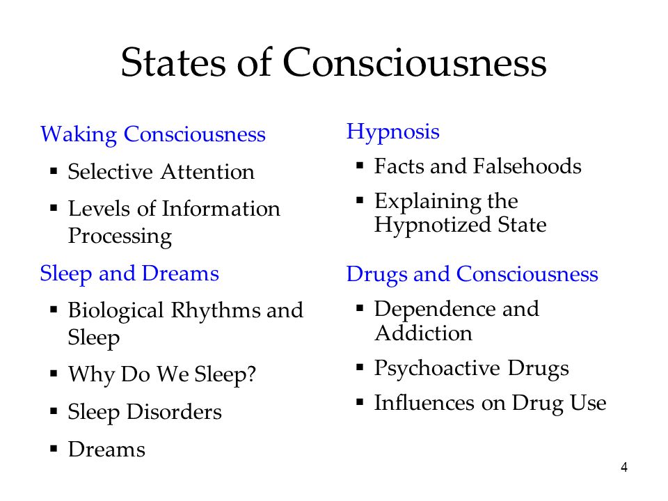 What are the 4 levels of consciousness