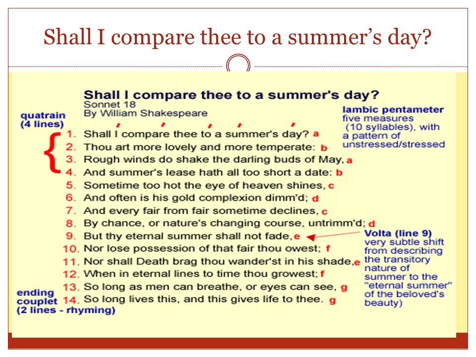 TRY YOUR LUCK! IDENTIFY THE RHYME SCHEME AND METER Sonnet Examples. - ppt  download