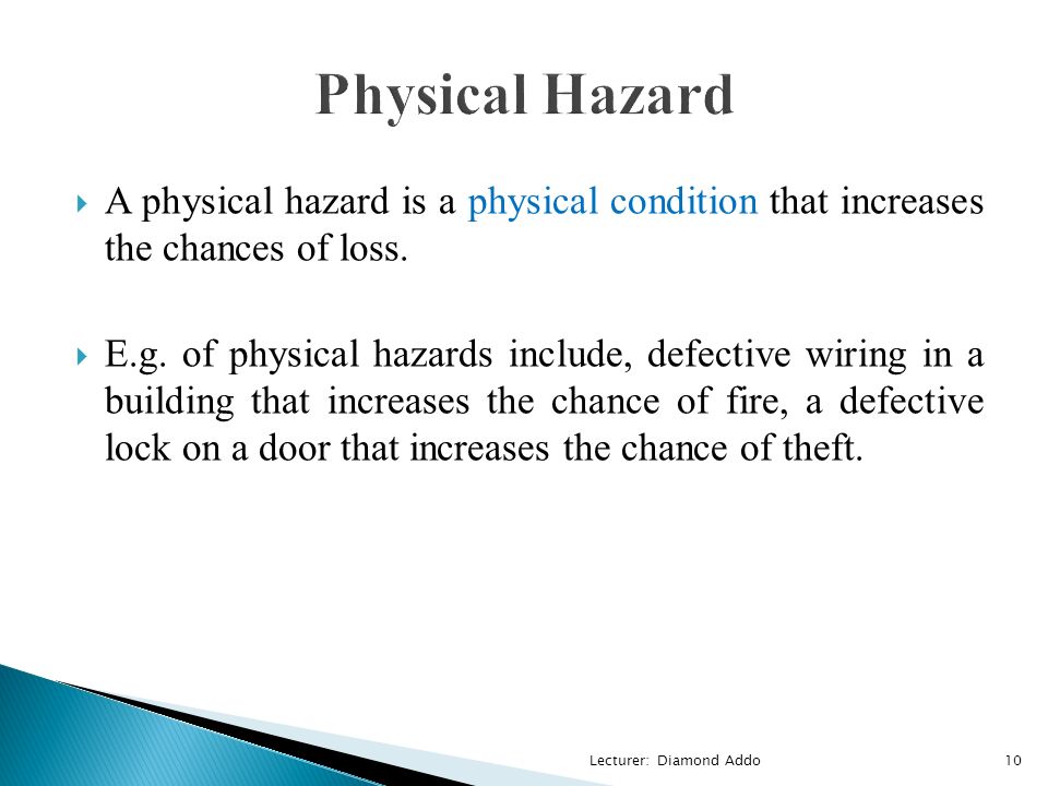 A Condition That Increases The Possibility Of Financial Loss PBBF 303: FINANCIAL RISK MANAGEMENT AND INSURANCE LECTURE ONE