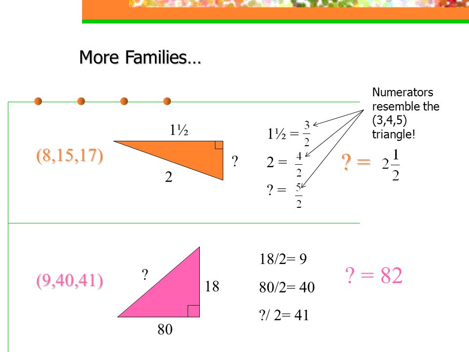 Section 9 6 Section 9 6 Families Of Right Triangles By Maggie Fruehan Ppt Download