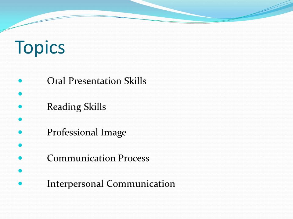 subjects for oral presentations