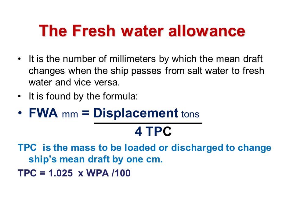 Chapter five Group weights, water draft, air draft and density. - ppt  download