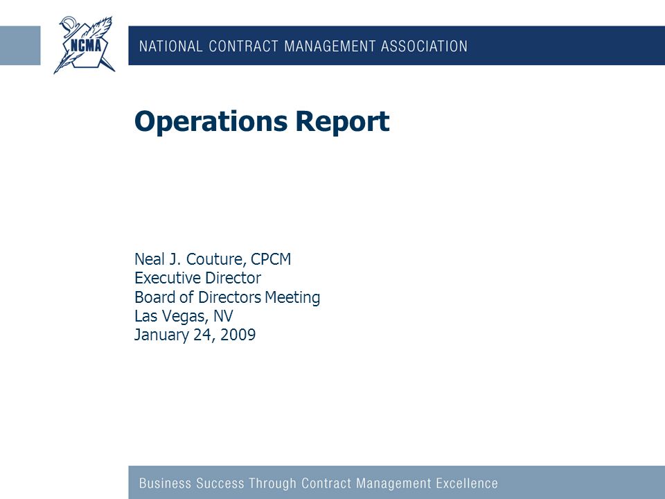 Operations Report Neal J.