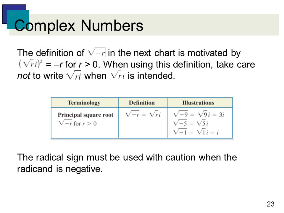 1 Copyright Cengage Learning All Rights Reserved 2 Equations 23 Complex Numbers The Definition Of In Next Chart Is Motivated By R