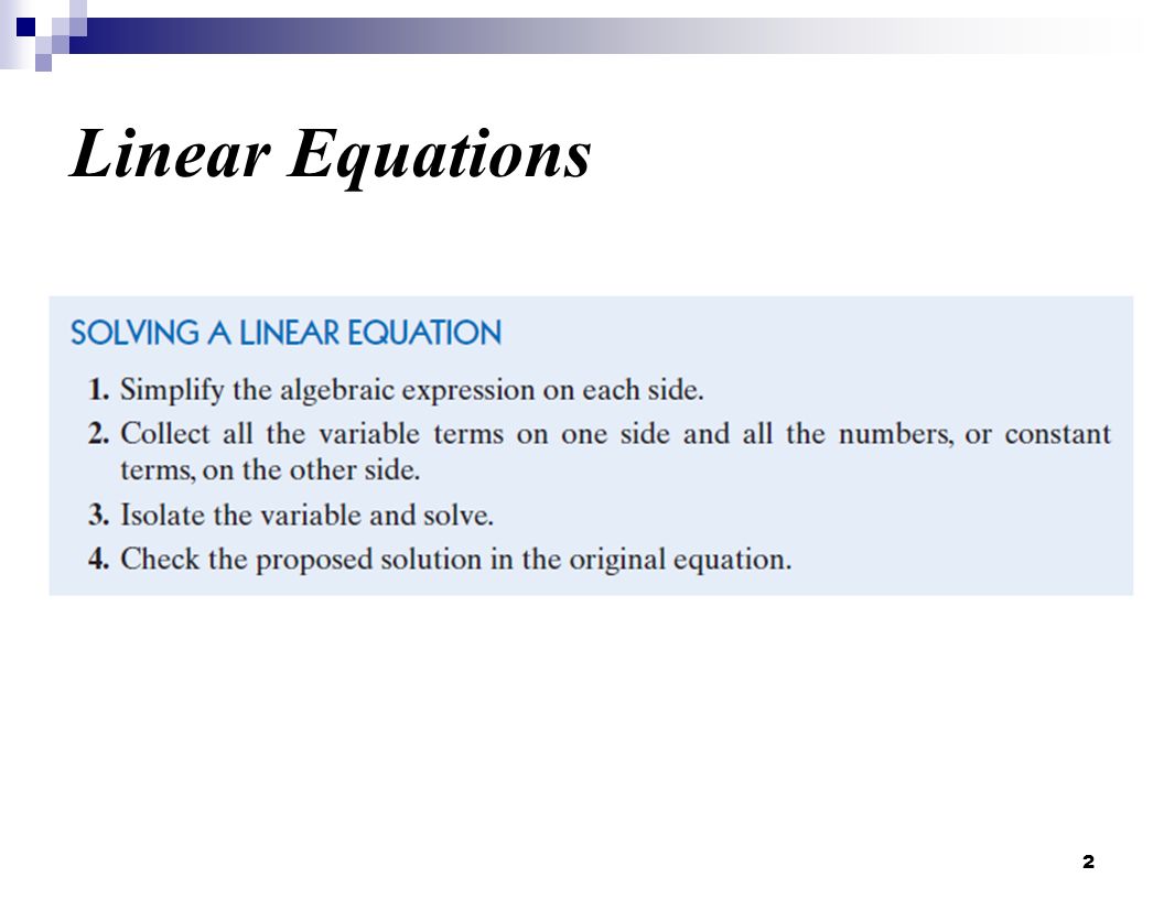 Linear Equations 2