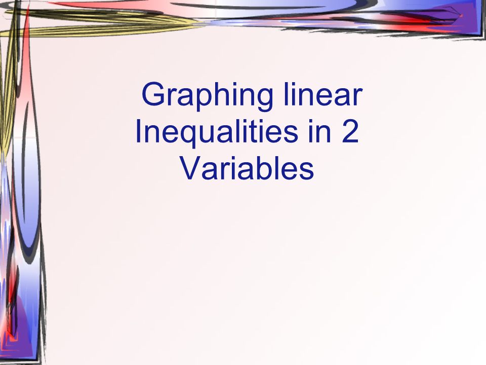 Graphing linear Inequalities in 2 Variables