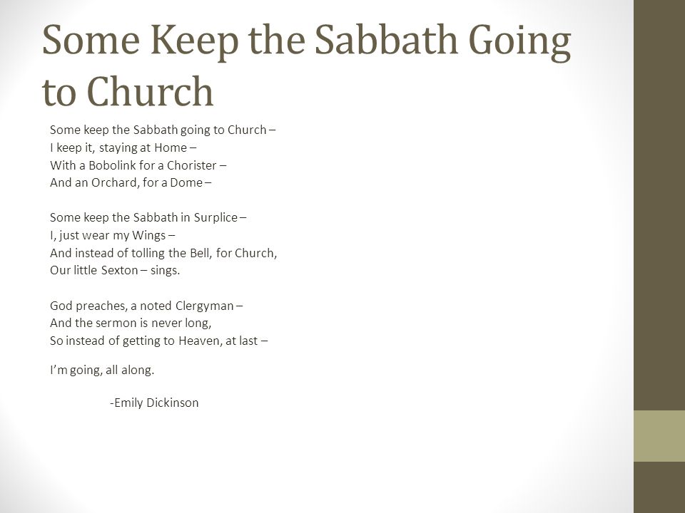 some keep the sabbath going to church meaning