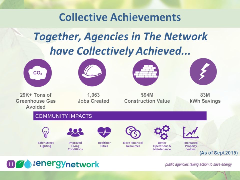 Collective Achievements Together, Agencies in The Network have Collectively Achieved...