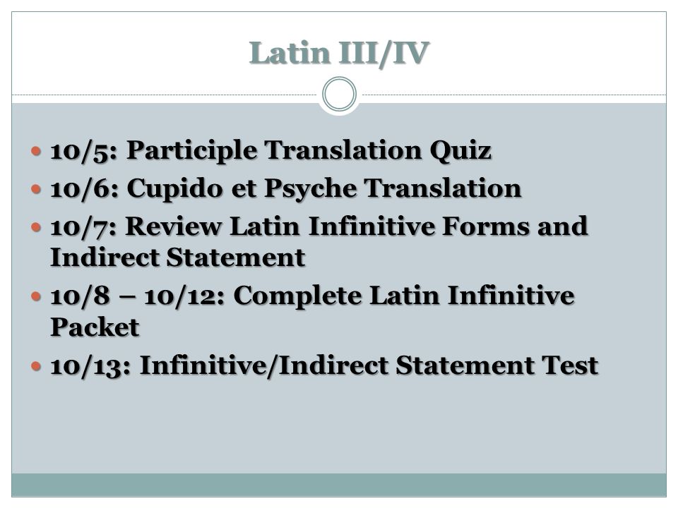 Latin Infinitives Chart