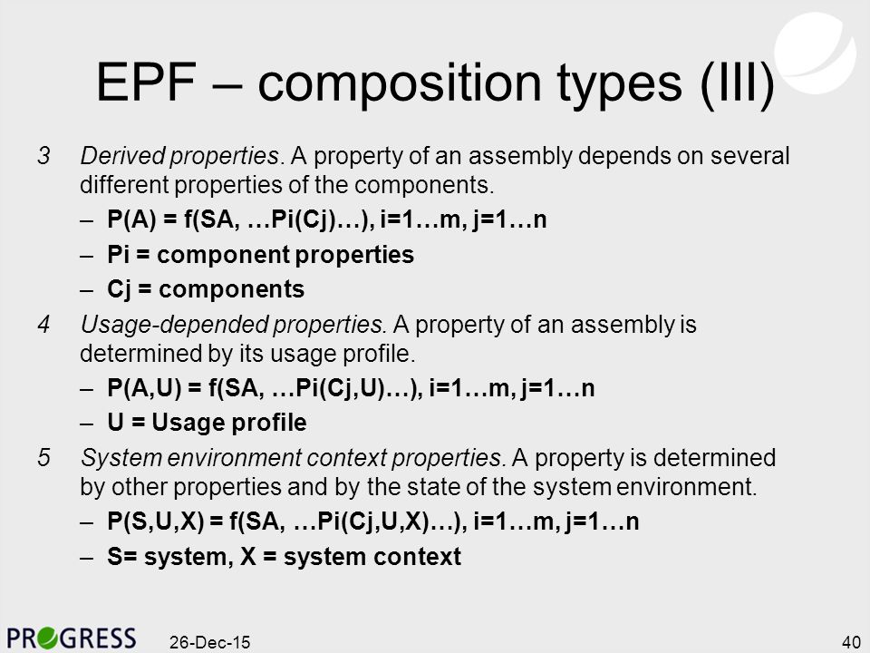 EPF – composition types (III) 3Derived properties.