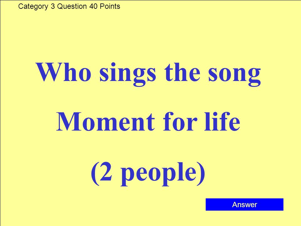 Category 3 Answer 30 Points Lady gaga
