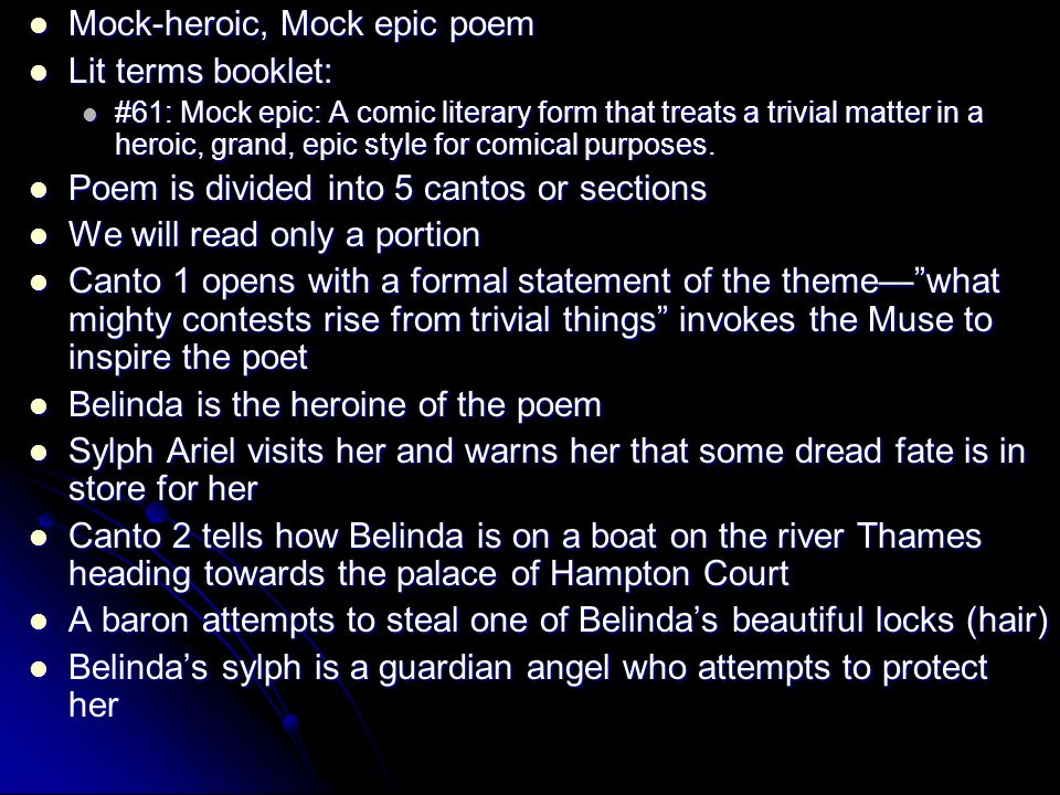 what is a mock epic poem