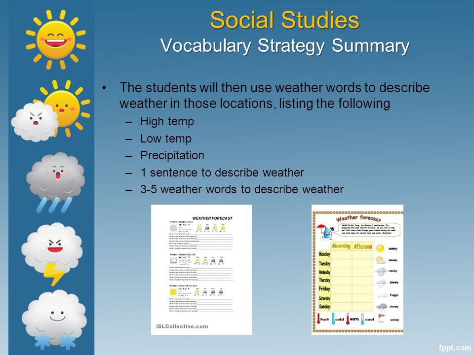 weather second grade lessons transdisciplinary vocabulary words that describe weather