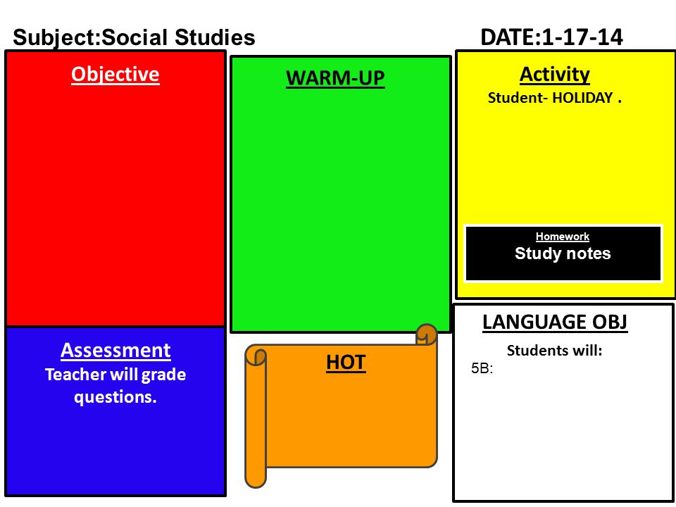 Subject:Social Studies DATE: Objective WARM-UP Activity Student- HOLIDAY.