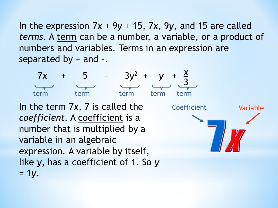 Is 7x a variable term?