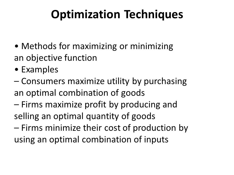 production optimization in economics modern optimization techniques ppt