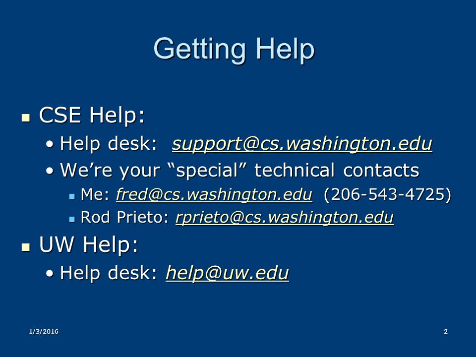 Overview Of Cse And Uw Computing Facilities Outline Outline Help