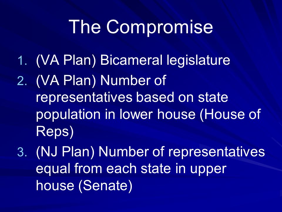 The Compromise (VA Plan) Bicameral legislature 2.