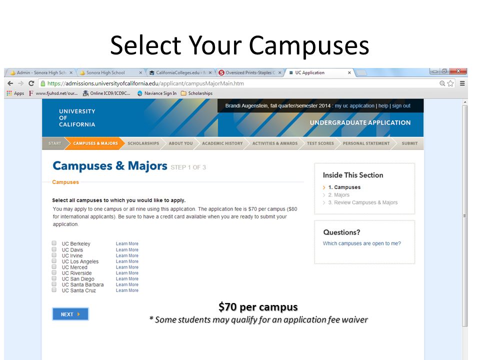 Uc application help fee