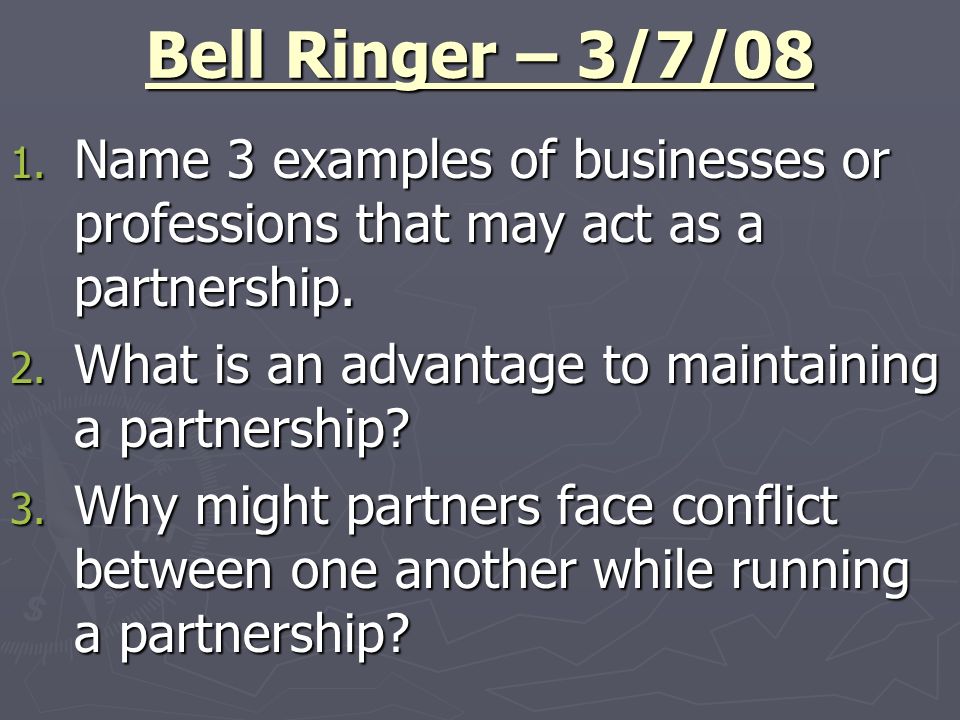 3 examples of partnership businesses Quiz & worksheet general partnership in business law | study. Com.