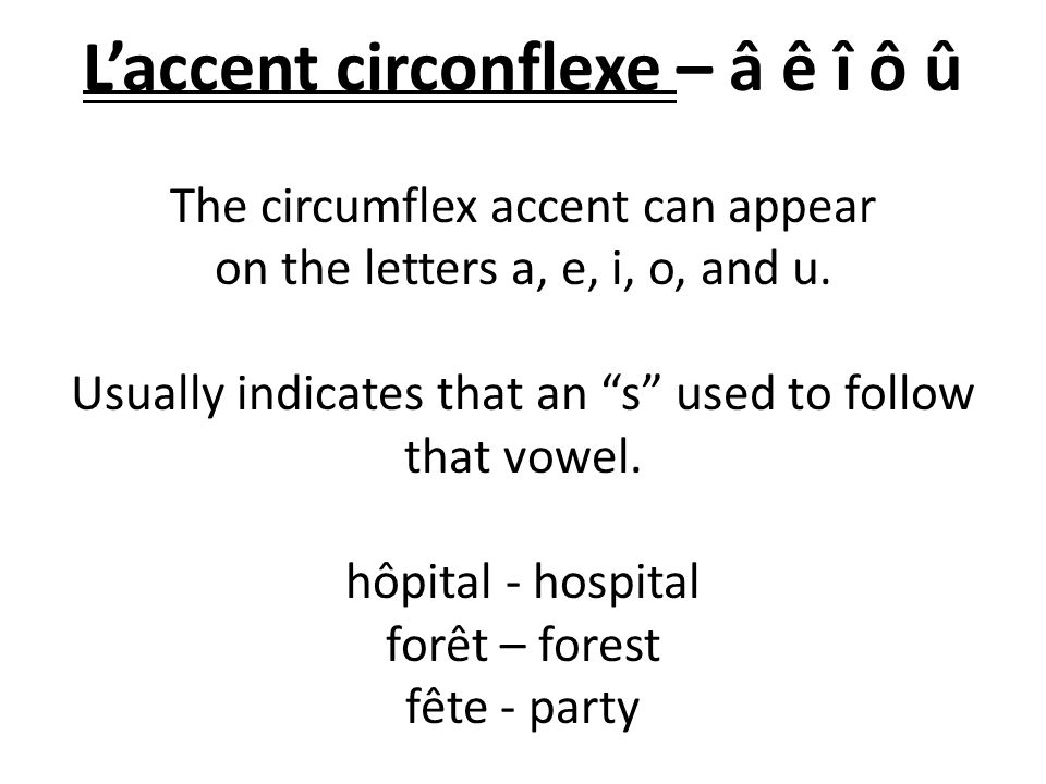 L Accent Aigu E The Aigu Accent Only Appears Above The Letter E It Makes The E Sound Like Ay Ppt Download