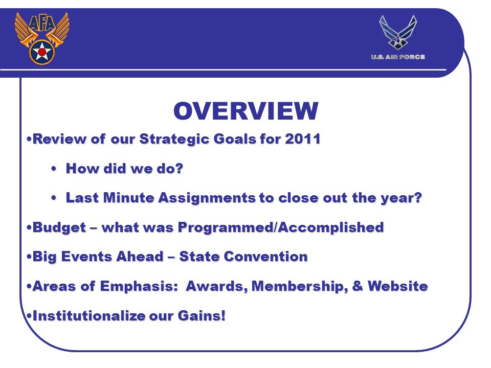 Review of our Strategic Goals for 2011Review of our Strategic Goals for 2011 How did we do How did we do.