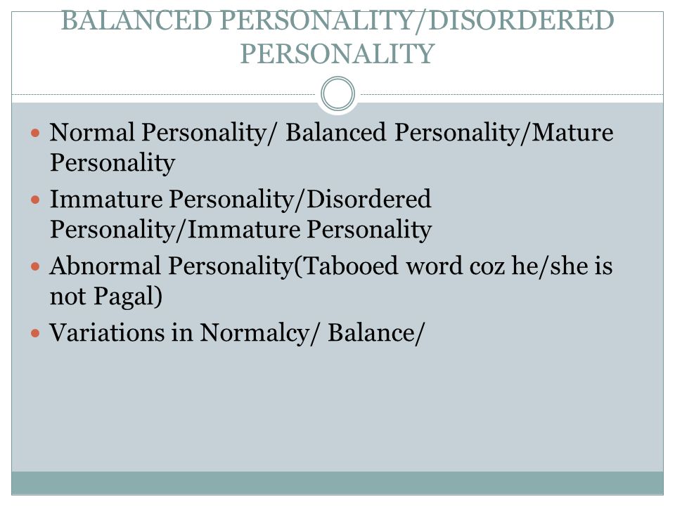 what is a balanced personality