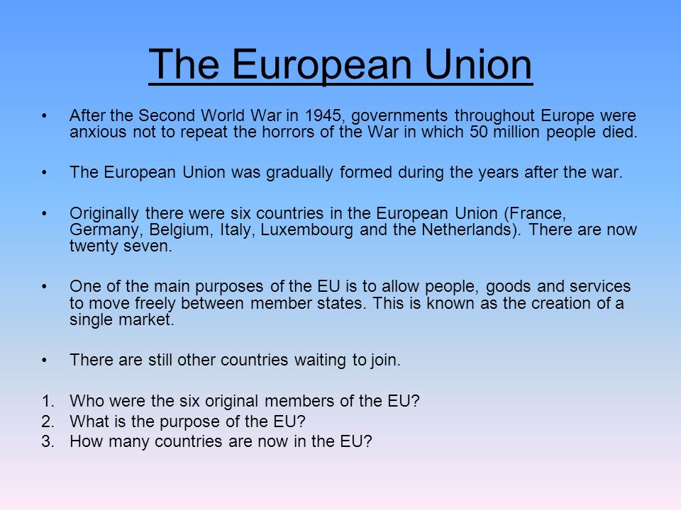 Why Was The Eu Created