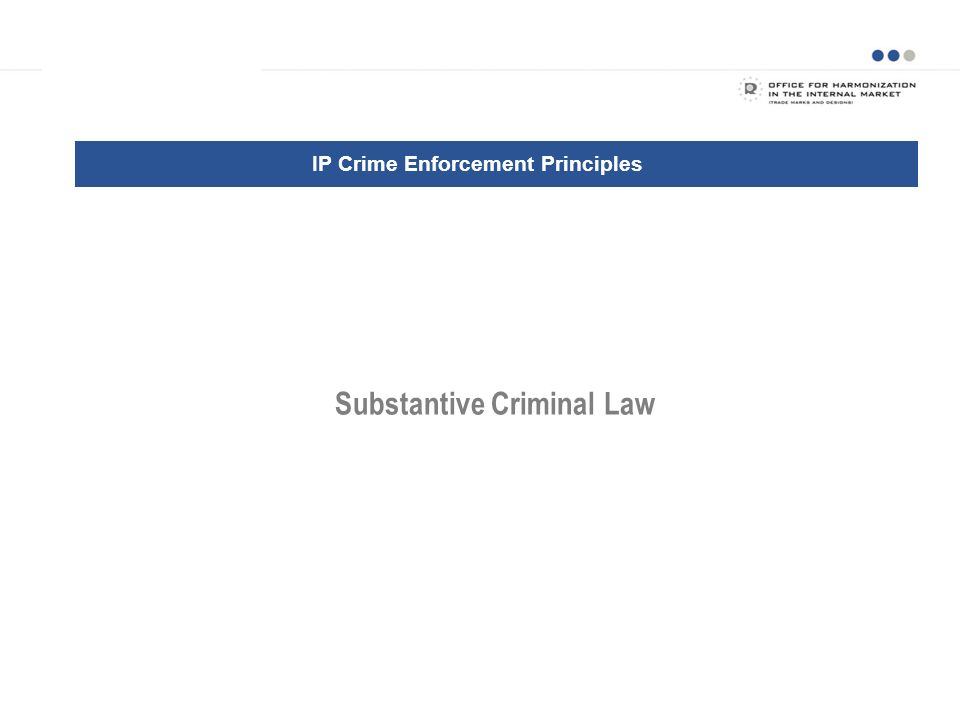 Examples of business models Substantive Criminal Law IP Crime Enforcement Principles