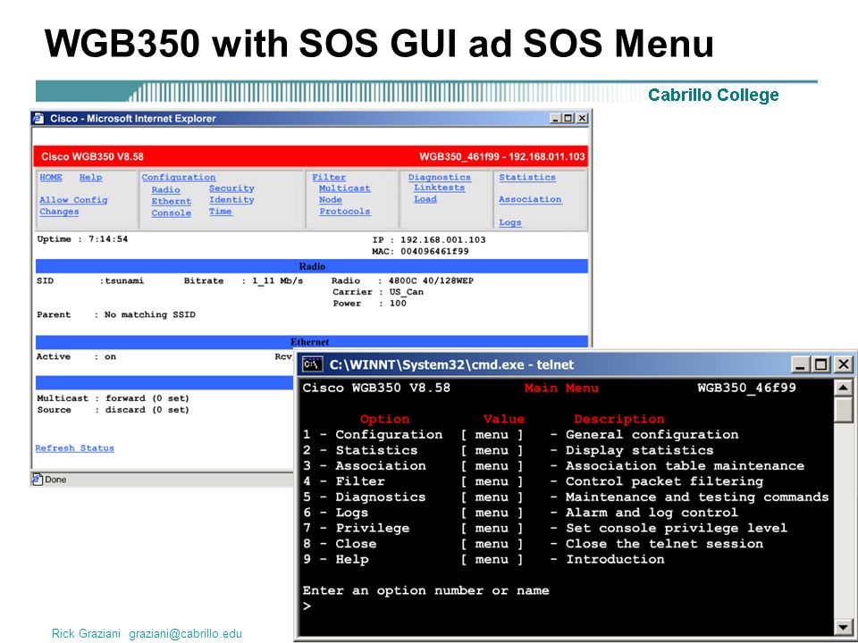 Rick Graziani WGB350 with SOS GUI ad SOS Menu