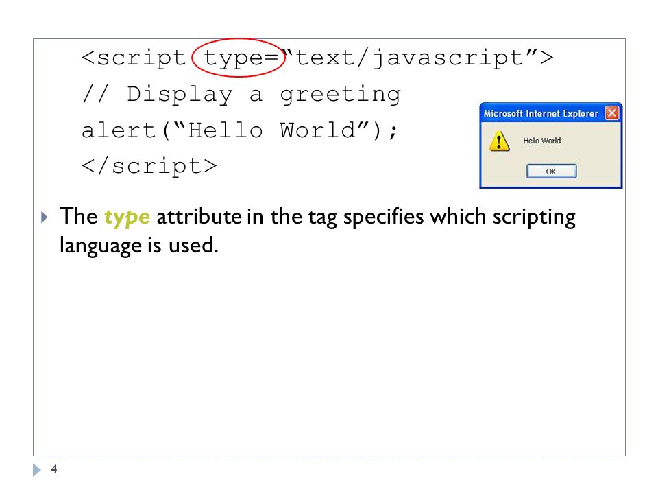 HTML Overview Part 5 – JavaScript 1. Scripts 2 Scripts are used to add ...