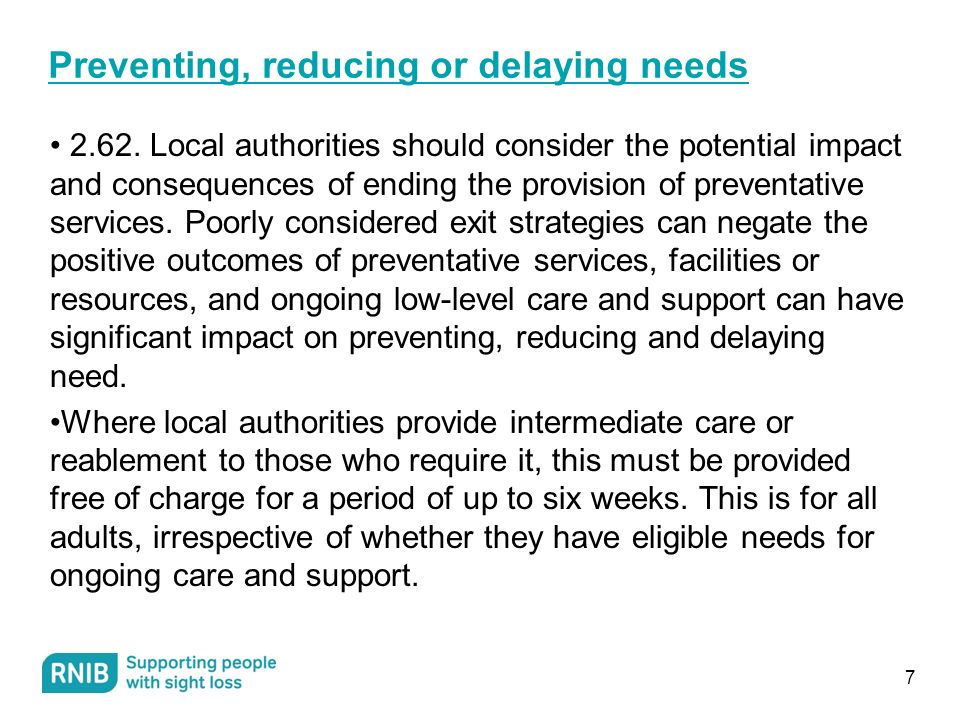 7 Preventing, reducing or delaying needs 2.62.