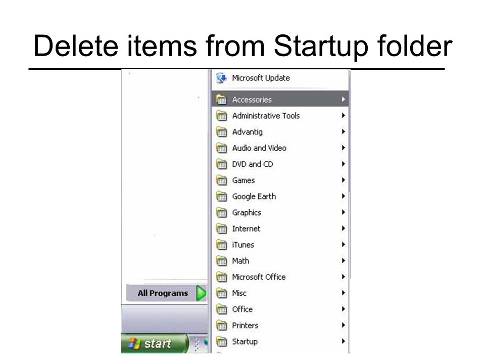 Delete items from Startup folder