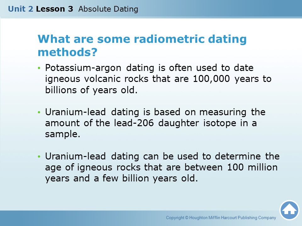 radiometric dating example sentences