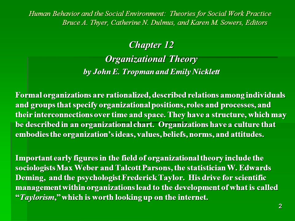 Social Work Theories Chart