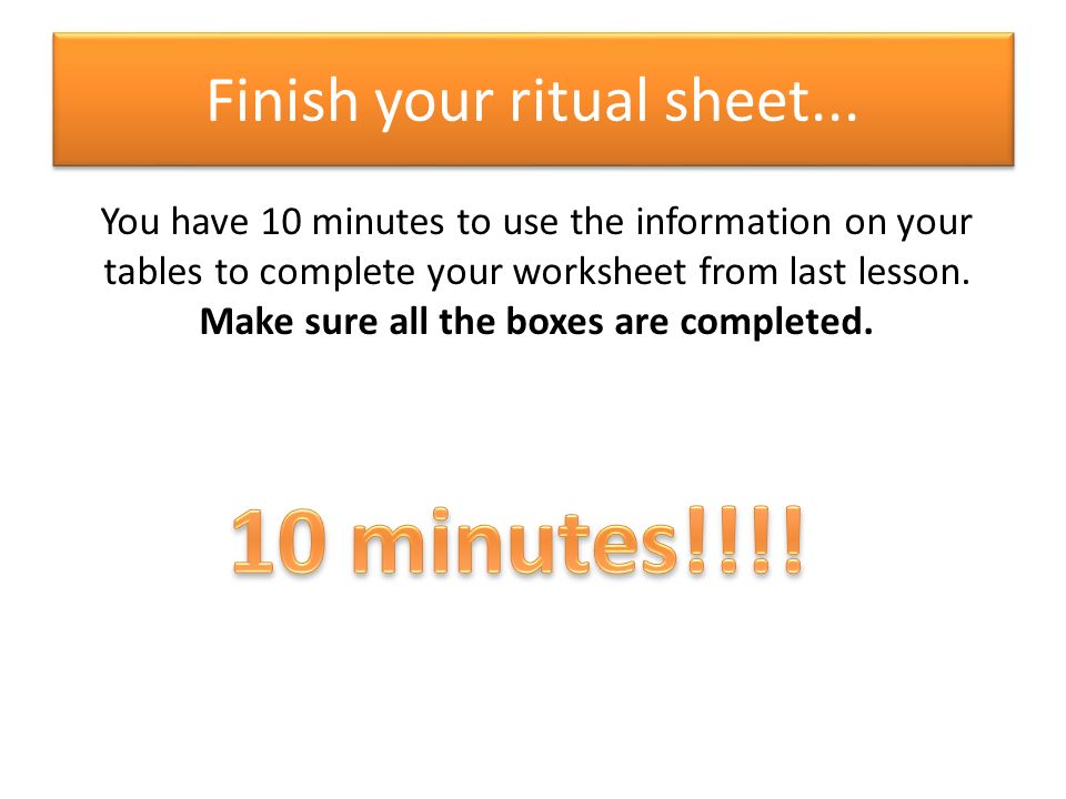 Finish your ritual sheet...