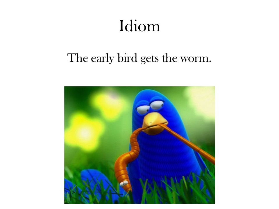 Idiom The early bird gets the worm.