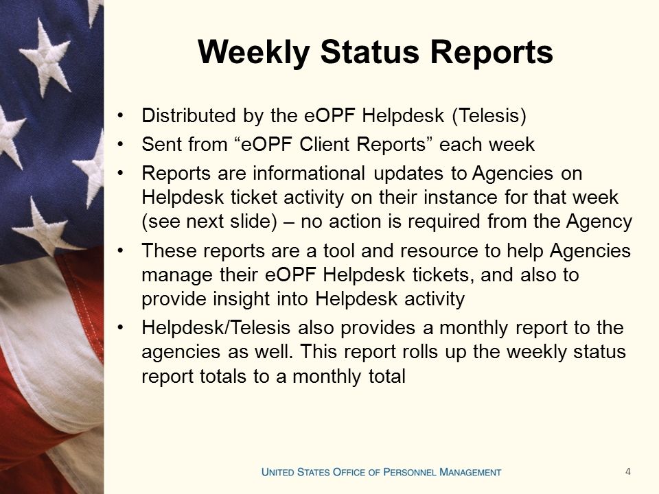 1 Agency Reports And Weekly Status Reports 2 Agency Reports